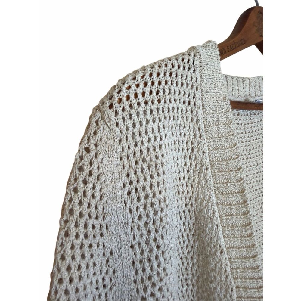 Croft & Barrow NWOT Crochet Open Front Short Sleeve Knit Shrug Cream Size XL - Picture 4 of 9